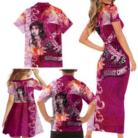 Breast Cancer New Zealand Family Matching Short Sleeve Bodycon Dress and Hawaiian Shirt Maori Aotearoa Girl Pink Out DT02 - Polynesian Pride
