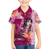 Breast Cancer New Zealand Family Matching Short Sleeve Bodycon Dress and Hawaiian Shirt Maori Aotearoa Girl Pink Out DT02 Son's Shirt Pink - Polynesian Pride