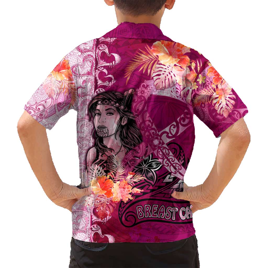 Breast Cancer New Zealand Family Matching Summer Maxi Dress and Hawaiian Shirt Maori Aotearoa Girl Pink Out DT02 - Polynesian Pride