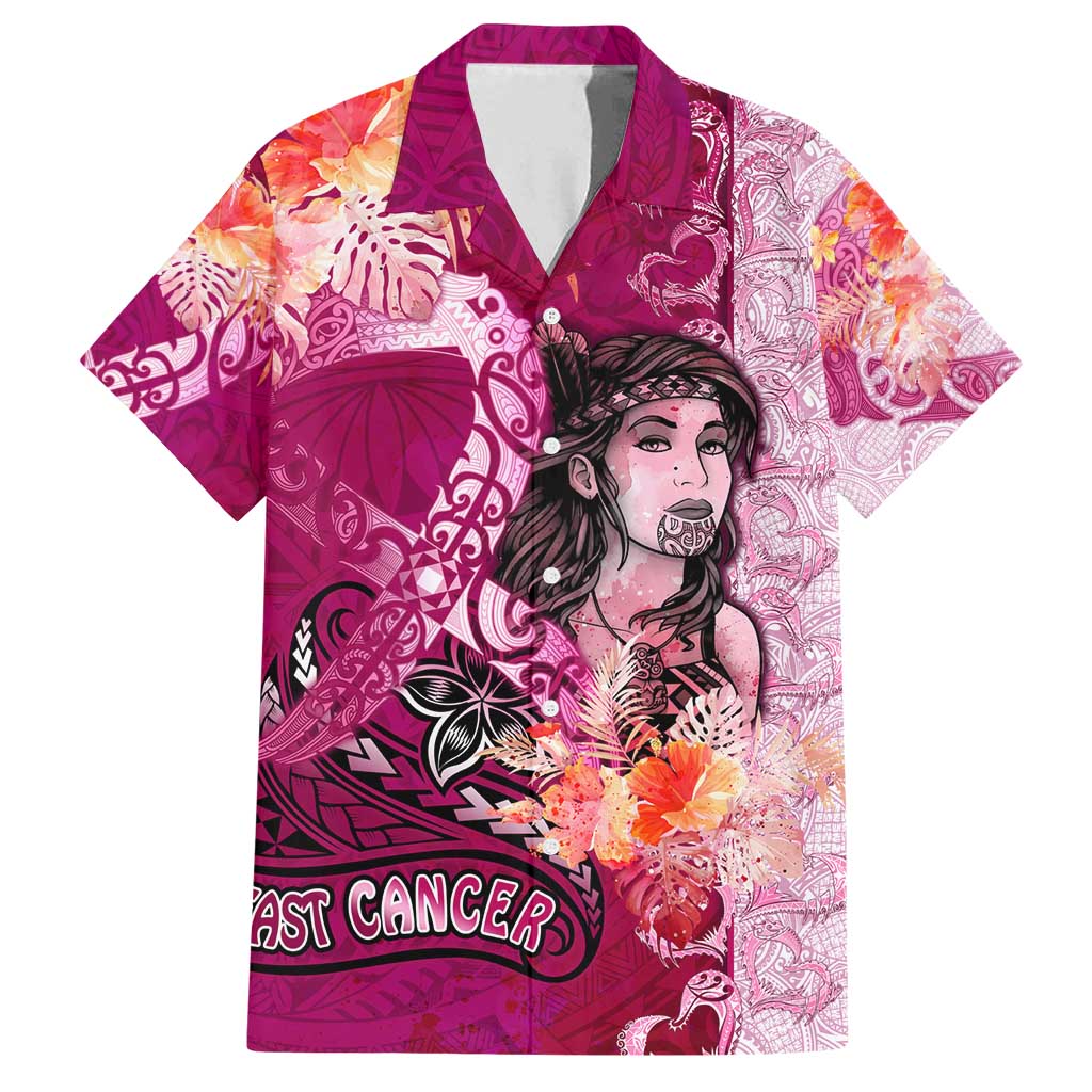 Breast Cancer New Zealand Family Matching Summer Maxi Dress and Hawaiian Shirt Maori Aotearoa Girl Pink Out DT02 Dad's Shirt - Short Sleeve Pink - Polynesian Pride
