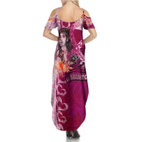 Breast Cancer New Zealand Family Matching Summer Maxi Dress and Hawaiian Shirt Maori Aotearoa Girl Pink Out DT02 - Polynesian Pride