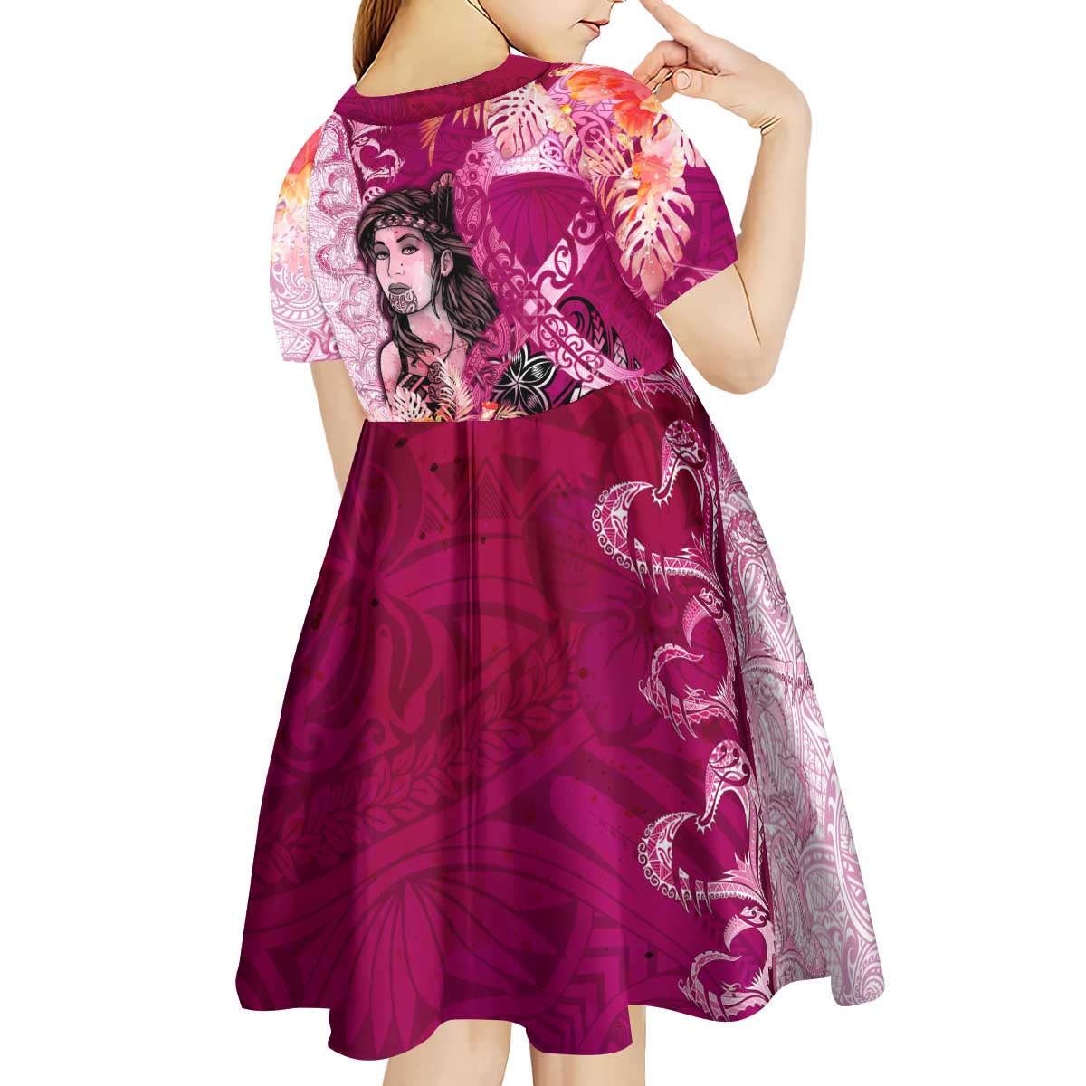 Breast Cancer New Zealand Kid Short Sleeve Dress Maori Aotearoa Girl Pink Out