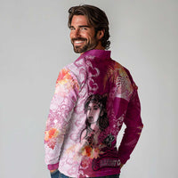 Breast Cancer New Zealand Long Sleeve Polo Shirt Maori Aotearoa Girl Pink Out