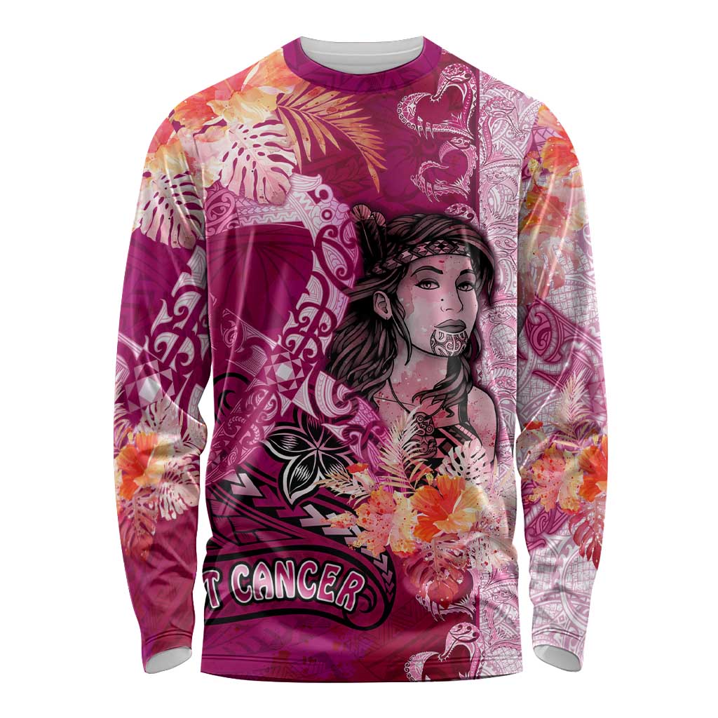Breast Cancer New Zealand Long Sleeve Shirt Maori Aotearoa Girl Pink Out