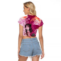 Breast Cancer New Zealand Raglan Cropped T Shirt Maori Aotearoa Girl Pink Out DT02 - Polynesian Pride