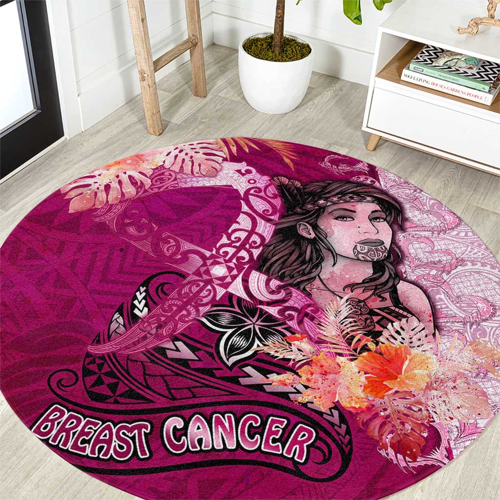 Breast Cancer New Zealand Round Carpet Maori Aotearoa Girl Pink Out DT02 Pink - Polynesian Pride