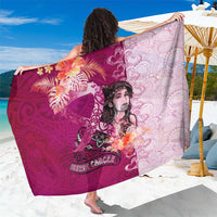 Breast Cancer New Zealand Sarong Maori Aotearoa Girl Pink Out
