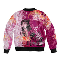 Breast Cancer New Zealand Sleeve Zip Bomber Jacket Maori Aotearoa Girl Pink Out DT02 - Polynesian Pride