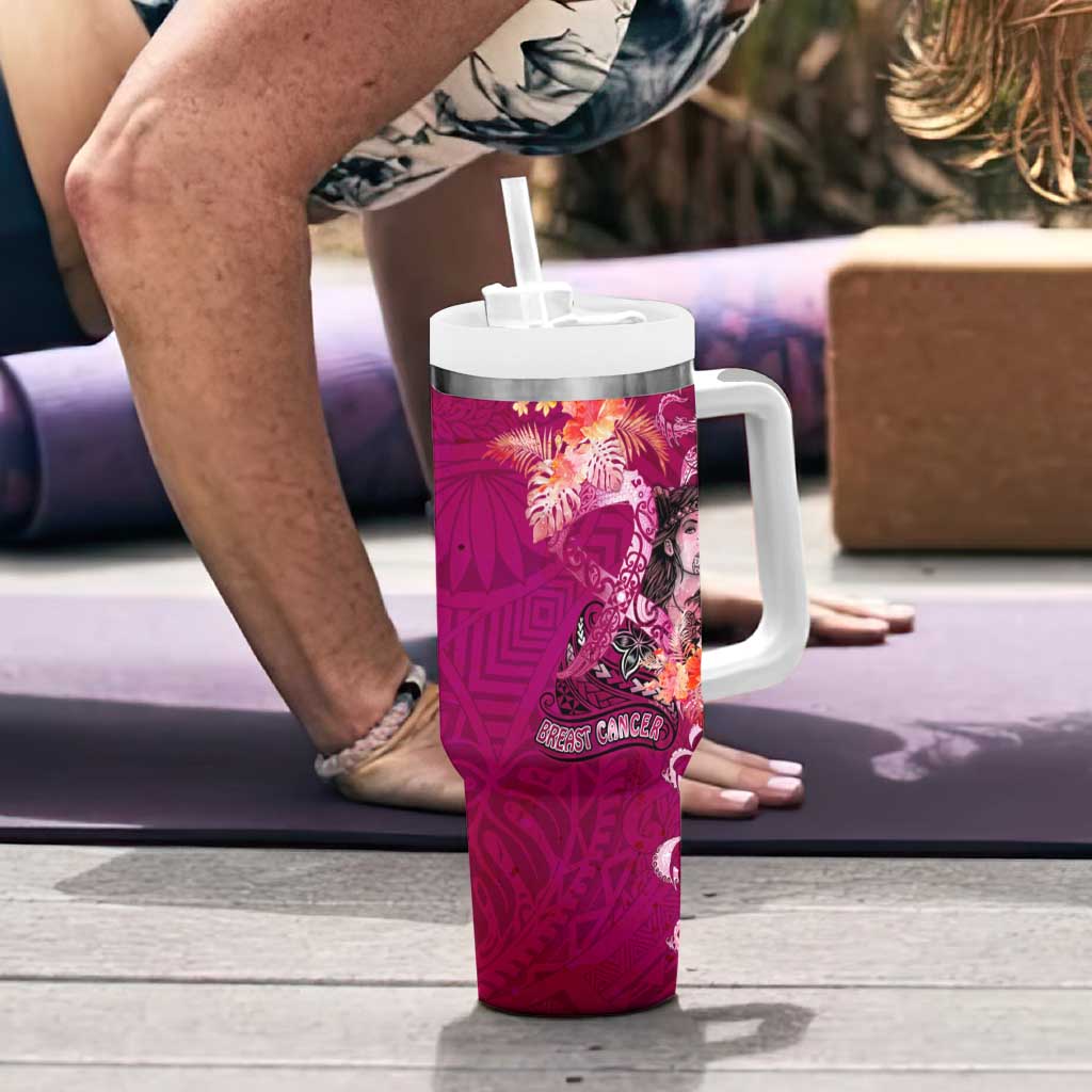 Breast Cancer New Zealand Tumbler With Handle Maori Aotearoa Girl Pink Out