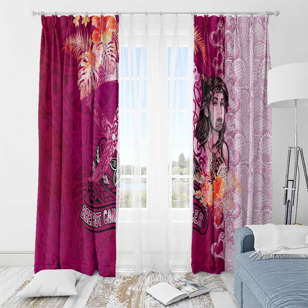 Breast Cancer New Zealand Window Curtain Maori Aotearoa Girl Pink Out