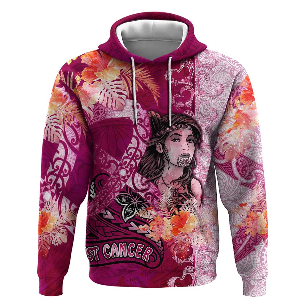 Breast Cancer New Zealand Zip Hoodie Maori Aotearoa Girl Pink Out DT02 Pullover Hoodie Pink - Polynesian Pride