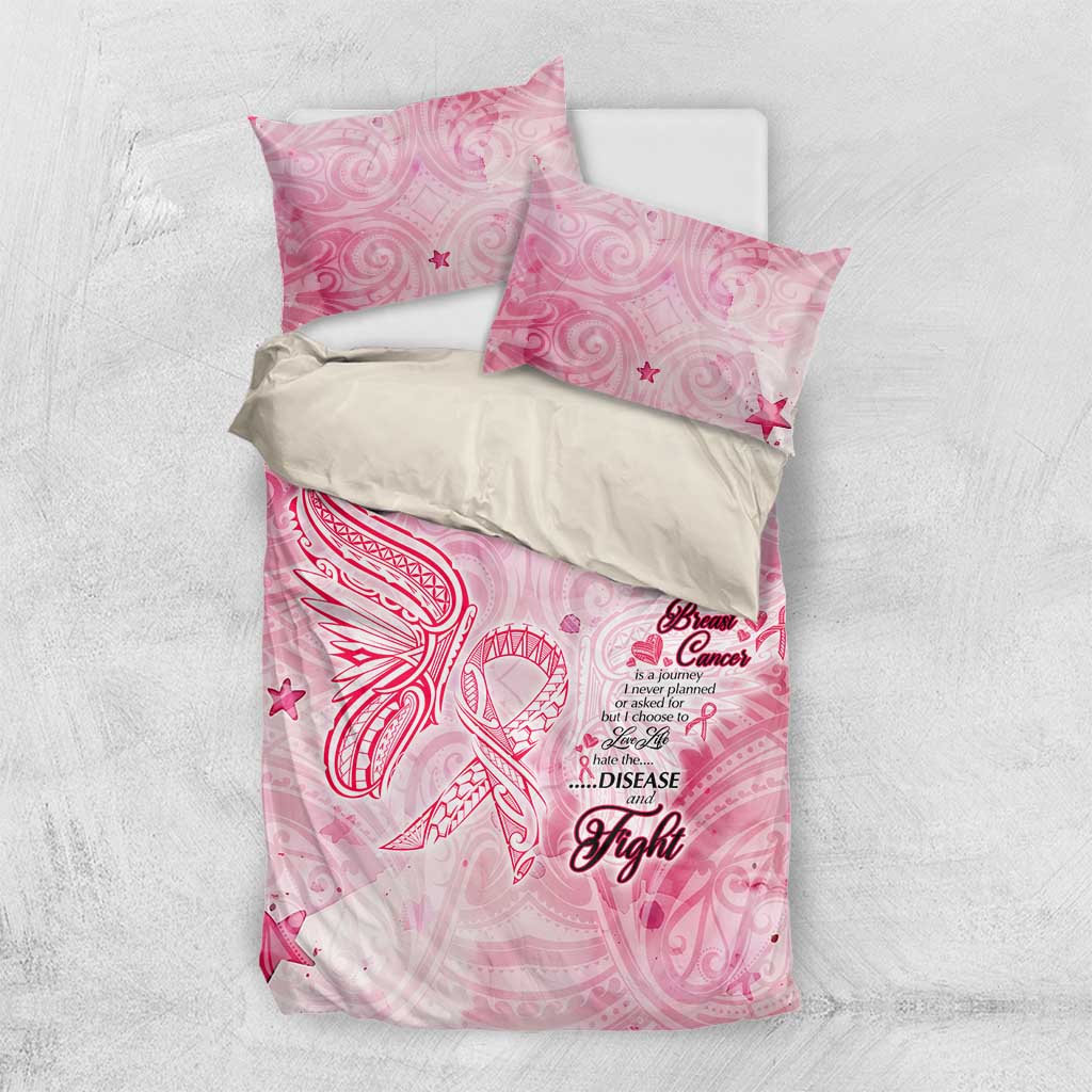 Breast Cancer Awareness Month Bedding Set Butterfly Polynesia Watercolor Pink