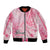 Breast Cancer Awareness Month Bomber Jacket Butterfly Polynesia Watercolor Pink