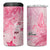 Breast Cancer Awareness Month 4 in 1 Can Cooler Tumbler Butterfly Polynesia Watercolor Pink