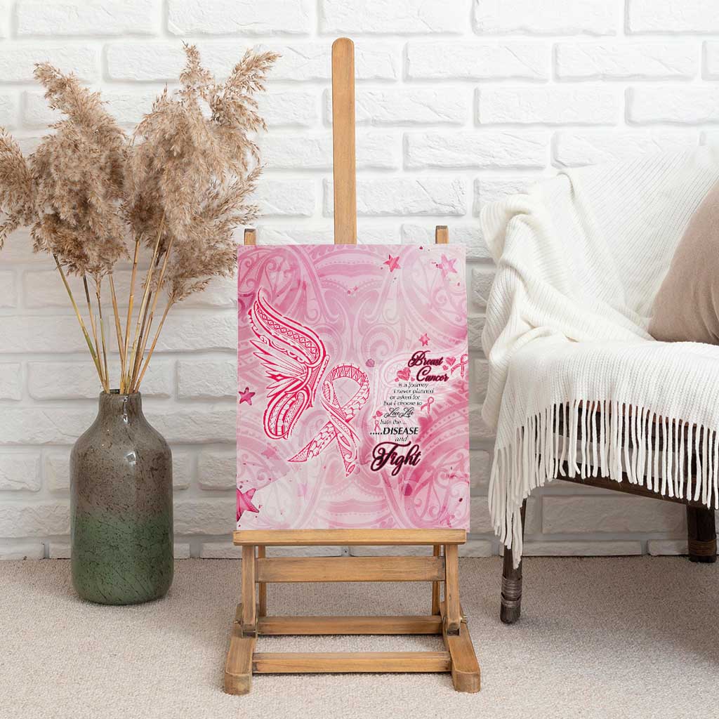 Breast Cancer Awareness Month Canvas Wall Art Butterfly Polynesia Watercolor Pink