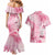 Breast Cancer Awareness Month Couples Matching Mermaid Dress and Hawaiian Shirt Butterfly Polynesia Watercolor Pink
