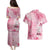 Breast Cancer Awareness Month Couples Matching Puletasi and Hawaiian Shirt Butterfly Polynesia Watercolor Pink