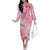 Breast Cancer Awareness Month Family Matching Off The Shoulder Long Sleeve Dress and Hawaiian Shirt Butterfly Polynesia Watercolor Pink