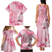 Breast Cancer Awareness Month Family Matching Tank Maxi Dress and Hawaiian Shirt Butterfly Polynesia Watercolor Pink