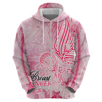 Breast Cancer Awareness Month Hoodie Butterfly Polynesia Watercolor Pink