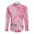 Breast Cancer Awareness Month Long Sleeve Button Shirt Butterfly Polynesia Watercolor Pink