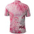 Breast Cancer Awareness Month Polo Shirt Butterfly Polynesia Watercolor Pink
