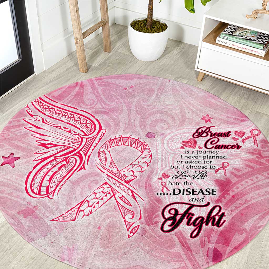 Breast Cancer Awareness Month Round Carpet Butterfly Polynesia Watercolor Pink
