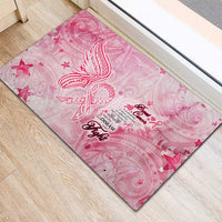 Breast Cancer Awareness Month Rubber Doormat Butterfly Polynesia Watercolor Pink