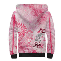 Breast Cancer Awareness Month Sherpa Hoodie Butterfly Polynesia Watercolor Pink