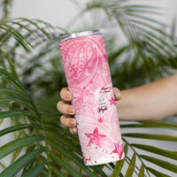 Breast Cancer Awareness Month Skinny Tumbler Butterfly Polynesia Watercolor Pink