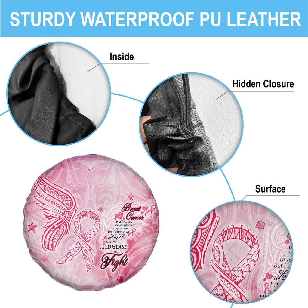 Breast Cancer Awareness Month Spare Tire Cover Butterfly Polynesia Watercolor Pink