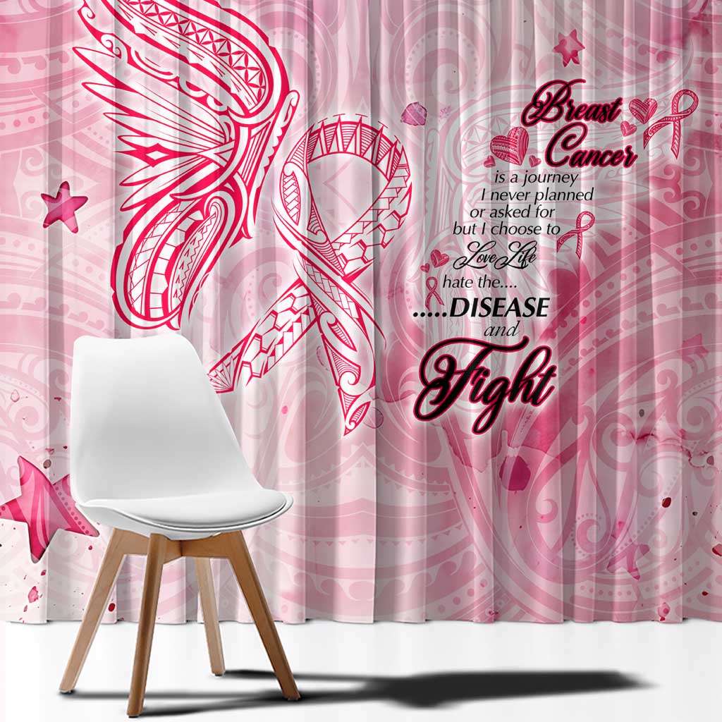 Breast Cancer Awareness Month Window Curtain Butterfly Polynesia Watercolor Pink