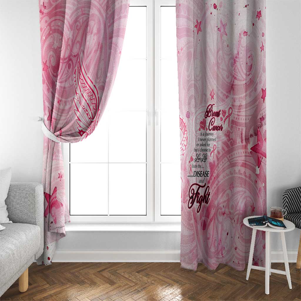 Breast Cancer Awareness Month Window Curtain Butterfly Polynesia Watercolor Pink