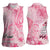 Breast Cancer Awareness Month Women Sleeveless Polo Shirt Butterfly Polynesia Watercolor Pink