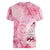 Breast Cancer Awareness Month Women V-Neck T-Shirt Butterfly Polynesia Watercolor Pink