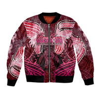 Breast Cancer Warrior Bomber Jacket Angel Wings Polynesian Pattern DT02 Unisex Pink - Polynesian Pride