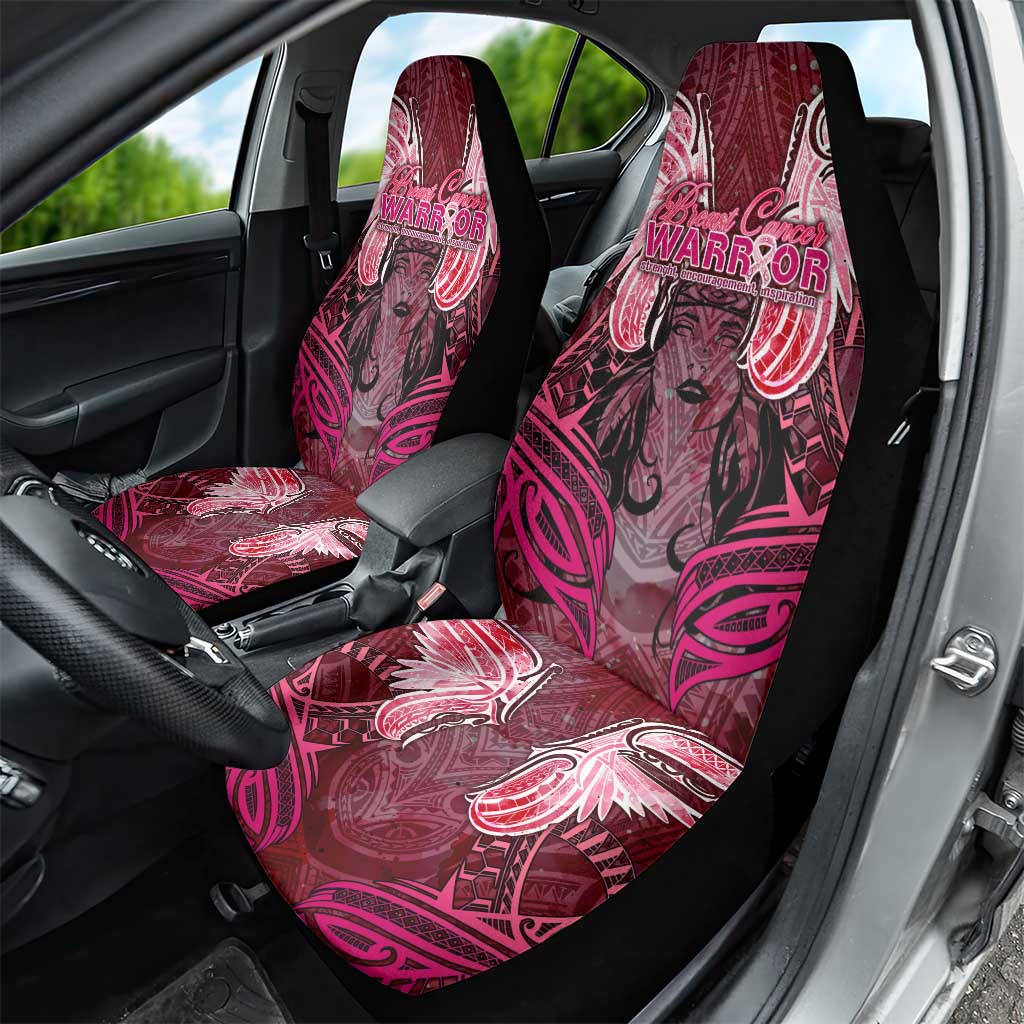 Breast Cancer Warrior Car Seat Cover Angel Wings Polynesian Pattern DT02 - Polynesian Pride