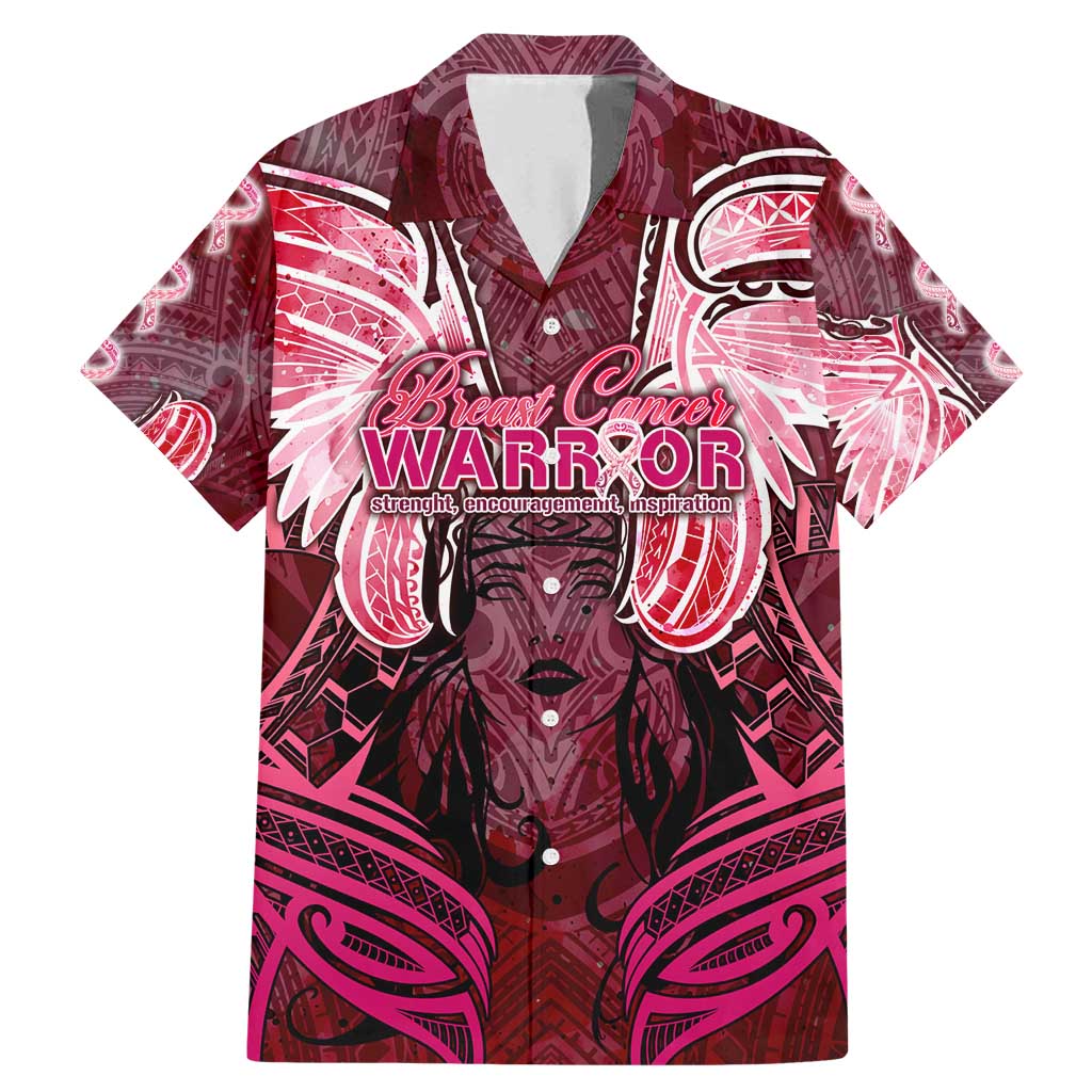 Breast Cancer Warrior Family Matching Mermaid Dress and Hawaiian Shirt Angel Wings Polynesian Pattern