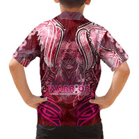 Breast Cancer Warrior Family Matching Off Shoulder Short Dress and Hawaiian Shirt Angel Wings Polynesian Pattern