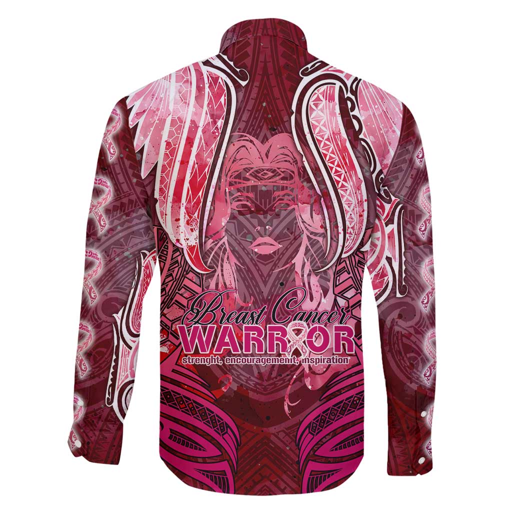 Breast Cancer Warrior Family Matching Tank Maxi Dress and Hawaiian Shirt Angel Wings Polynesian Pattern