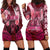 Breast Cancer Warrior Hoodie Dress Angel Wings Polynesian Pattern
