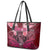 Breast Cancer Warrior Leather Tote Bag Angel Wings Polynesian Pattern