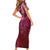 Breast Cancer Warrior Short Sleeve Bodycon Dress Angel Wings Polynesian Pattern