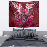 Breast Cancer Warrior Tapestry Angel Wings Polynesian Pattern