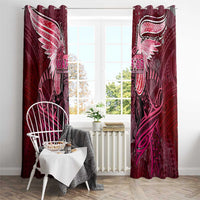 Breast Cancer Warrior Window Curtain Angel Wings Polynesian Pattern