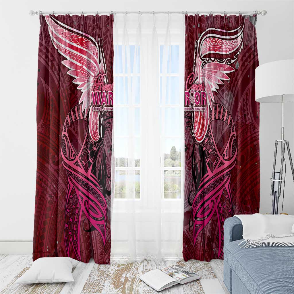 Breast Cancer Warrior Window Curtain Angel Wings Polynesian Pattern