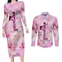 Breast Cancer Polynesian Couples Matching Long Sleeve Bodycon Dress and Long Sleeve Button Shirt I Can Do All Things Through Christ DT02 Pink - Polynesian Pride