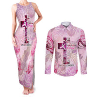 Breast Cancer Polynesian Couples Matching Tank Maxi Dress and Long Sleeve Button Shirt I Can Do All Things Through Christ DT02 Pink - Polynesian Pride