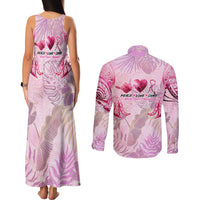 Breast Cancer Polynesian Couples Matching Tank Maxi Dress and Long Sleeve Button Shirt I Can Do All Things Through Christ DT02 - Polynesian Pride