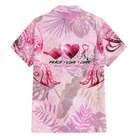 Breast Cancer Polynesian Family Matching Off The Shoulder Long Sleeve Dress and Hawaiian Shirt I Can Do All Things Through Christ